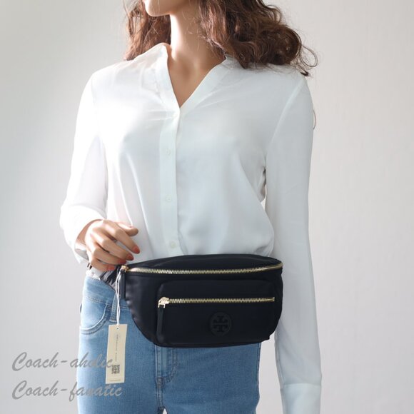 NWT Tory Burch Nylon Belt Bag Fanny Pack Crossbody in Black - Picture 2 of 11